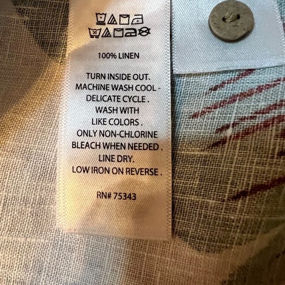 Cynthia Rowley Medium 100% Linen Botanical Leaf Feather Shirt Button Back Boho‎ - Picture 7 of 7